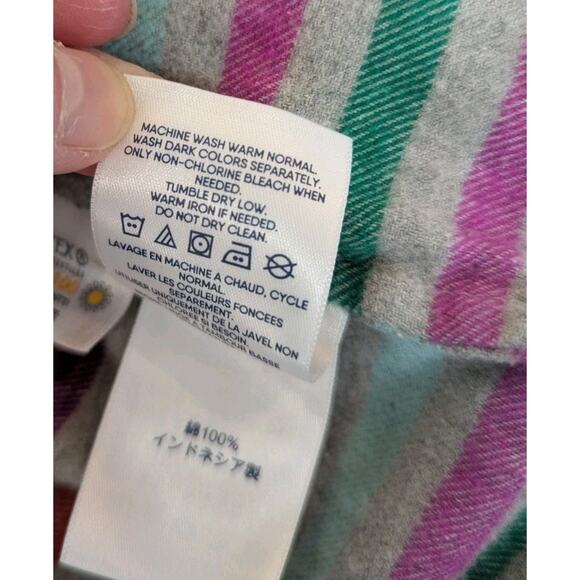 LANDS' END Plus Size 1X Flannel A-line Striped Long Sleeve Tunic Top Very Soft - Picture 10 of 10